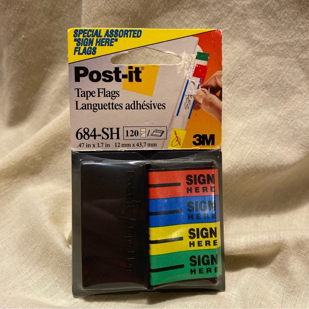 NEW Vintage Post-it  684-SH Tape Flags “Sign Here” 4 Colors/120 Flags